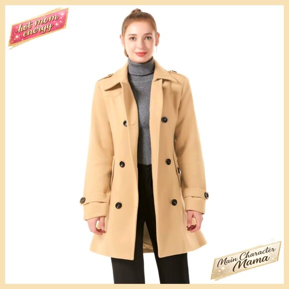 Double Breasted Slim Trench Coat with Belt, Wind-Resistant, Mid-Long Length - Picture 6 of 7